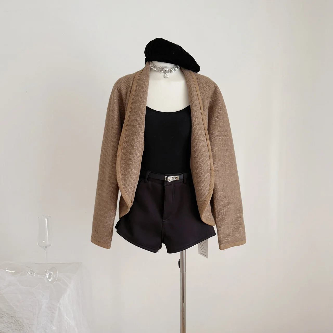 

Женская винтажная свободная куртка из смесовой шерсти с отложным воротником и длинными рукавами, женская осенне-зимняя однотонная верхняя одежда, топ