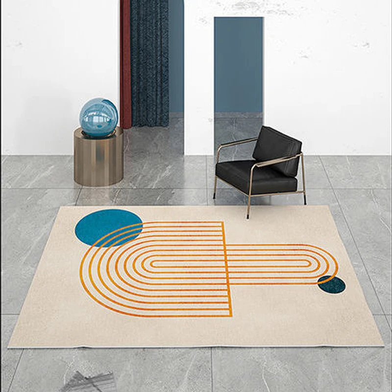 Nordic Modern Minimalist Living Room Carpet Non-slip Stain-resistant Luxury Bedroom Rug Home Decoration Fluffy Square Vortex Rug
