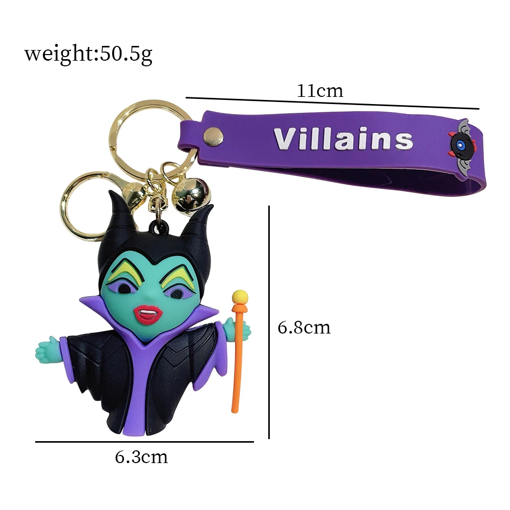 Maleficent Disney Anime Evil Queen Pendant Keychain Silicone Keyring Cartoon for Women Backpack Charms Gifts