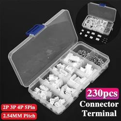 230pcs/box XH 2.54 2p 3p 4p 5pin 2.54mm Pitch Terminal Kit / Housing / Pin Header Connector Wire Connectors Adapter XH Kits