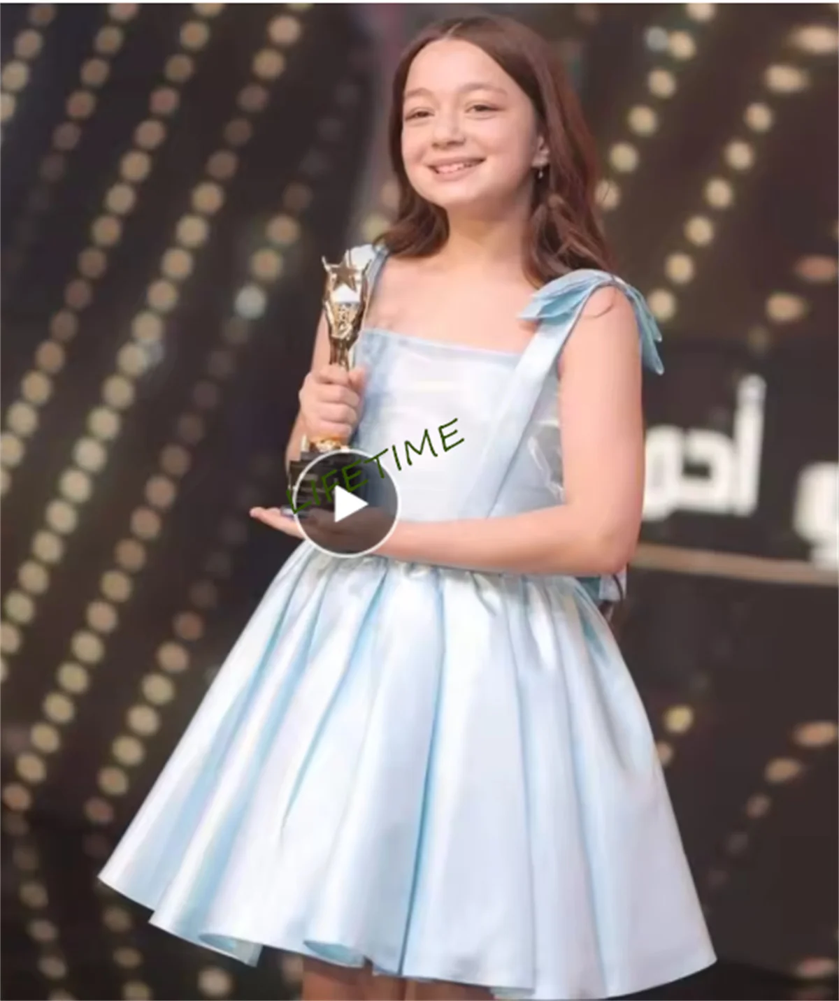 

CustomizedBlue Baby Puffy Sleeve Adorable Girl Dress with Flowers Knee Length Princess Wedding Birthday Party Gown