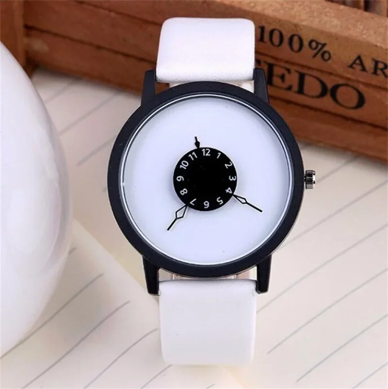 Simple Fashion Men Casual Pu Leather Strap Round Dial Quartz Wristwatch for Male WomenCasual Clock Watches relogio masculino
