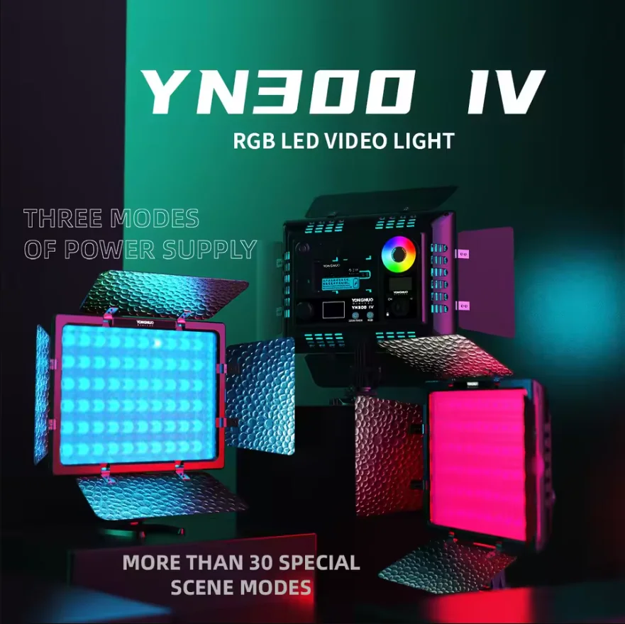 Yongnuo YN300 IV RGB Full Color Led Video Light Panel 3200-5600K DSLR Fill Lighting YN300IV for Canon Nikon Sony Camera