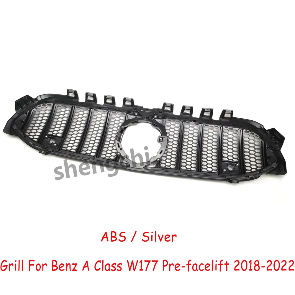 W177 GT Honeycomb Silver Front Bumper Grille for Mercedes Benz A class W177 Pre-facelift A180 A200 A250 A35 Grills 2018-2022