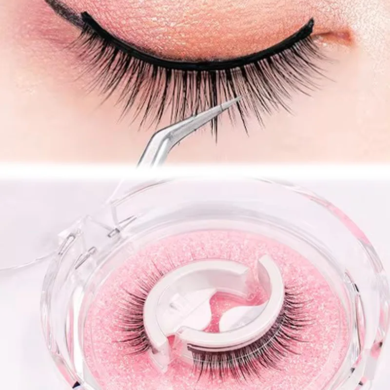 1 ペア再利用可能な自己粘着つけまつげフルストリップまつげ接着剤不要数秒で着用まつげエクステンション美容用品