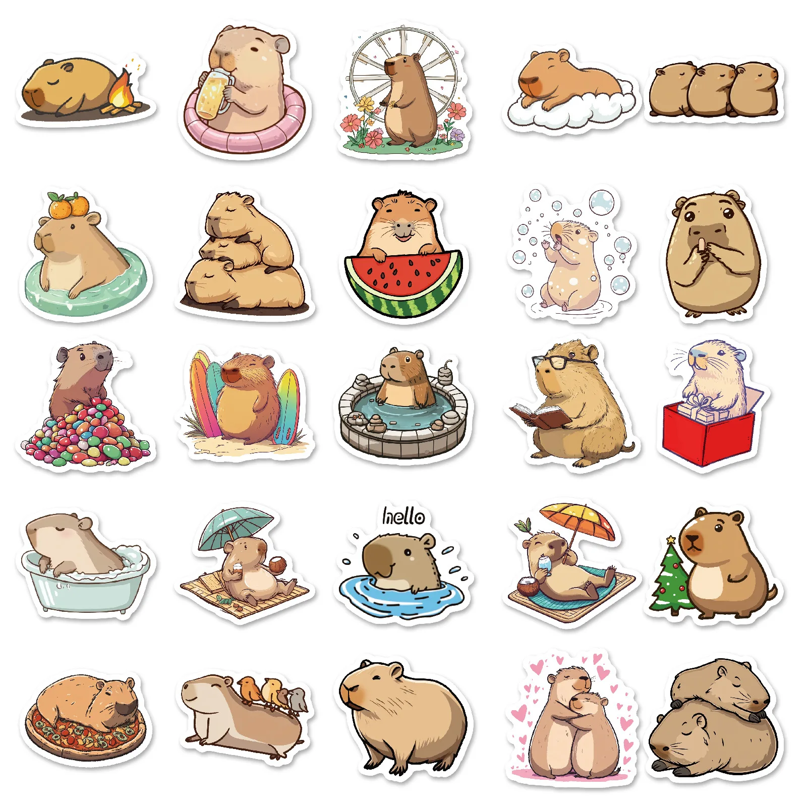 

10/30/50PCS New Capybara Daily Cartoon Graffiti Sticker Cute Capybara Decals Notebook Phone Cup Guitar Suitase Skateboard Toys