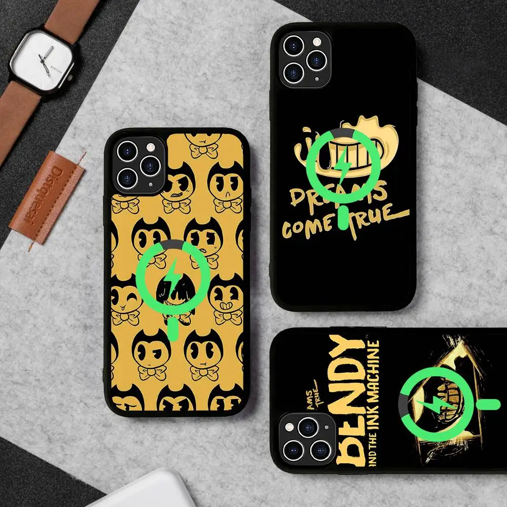 Классический магнитный матовый чехол для телефона B-Bendy And The I-Ink M-Machine для iPhone 16, 17, 15, 14, 13, 12, 11 с поддержкой беспроводной зарядки Magsafe