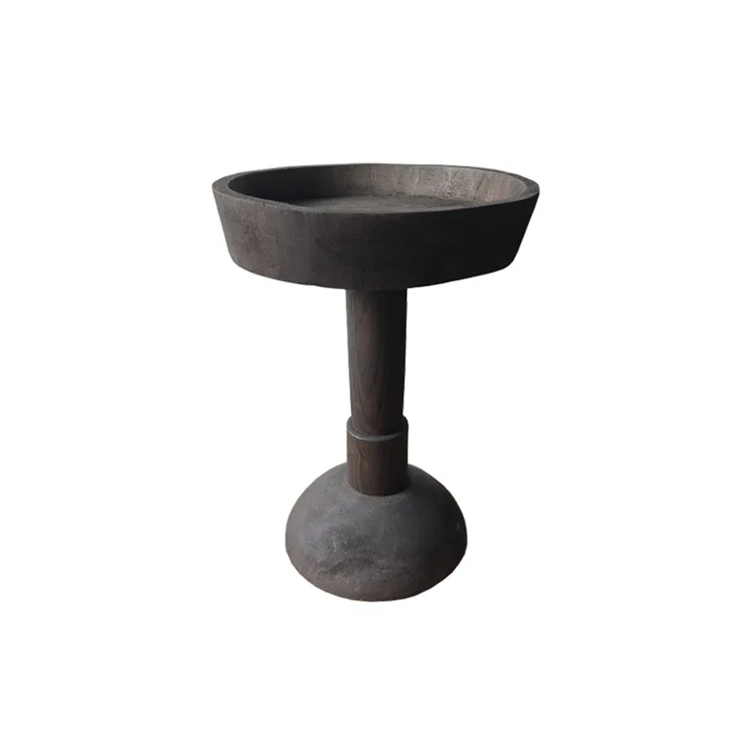 wabi-sabi wind solid wood sofa side table, creative round coffee table, living room household small apartment