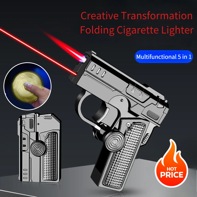 

Multifunctional Folding Dual-form Decompression Gyro Gun Type Lighter Creative Deformation Windproof Red Flame Lighters&Smoking