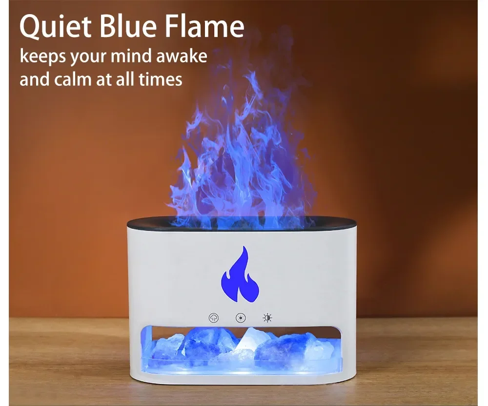 7 Farben Flammen aroma Vulkan Luftbe feuchter ätherisches Öl Diffusor für zu Hause neue Kamin Luftbe feuchter Kristall Salz Stein Feuer Lampe – Detail 6