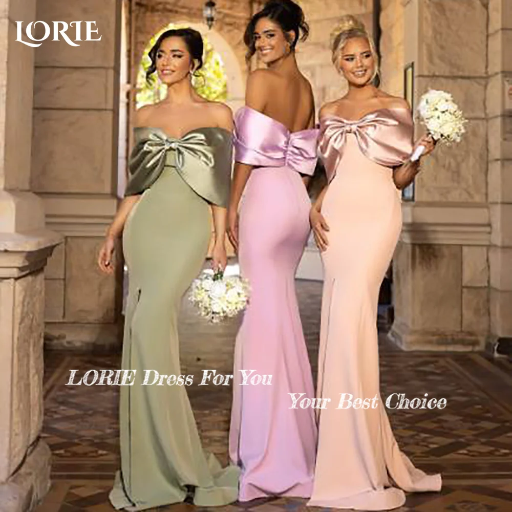 LORIE Elegant Bow Mermaid Bridesmaid Dresses Backless Wedding Colorful Bridemaid Gown Off Shoulder Customized Bridemaid Dress