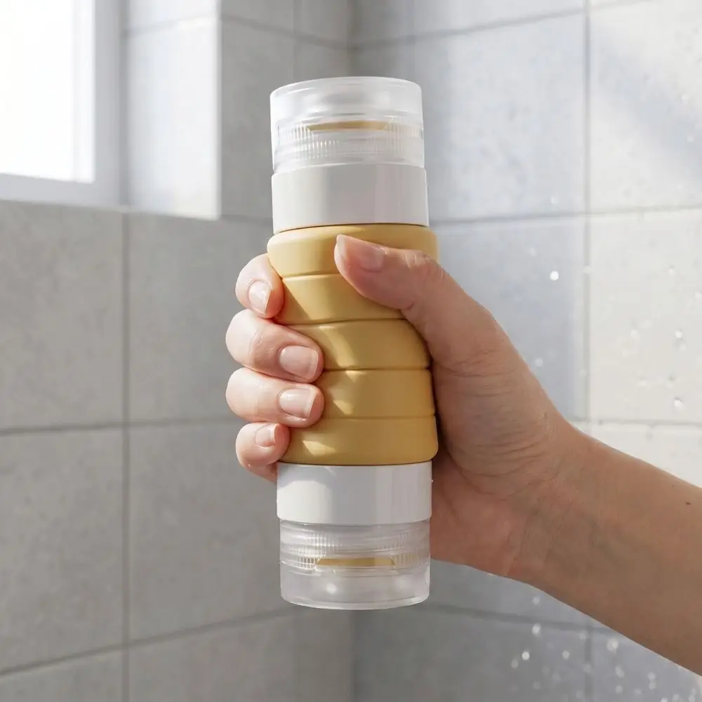 2 in 1 Double-Head Travel Bottle Silicone Leak-proof Travel Sub-bottling Refillable Folding Packaging Bottle Lotion Storage