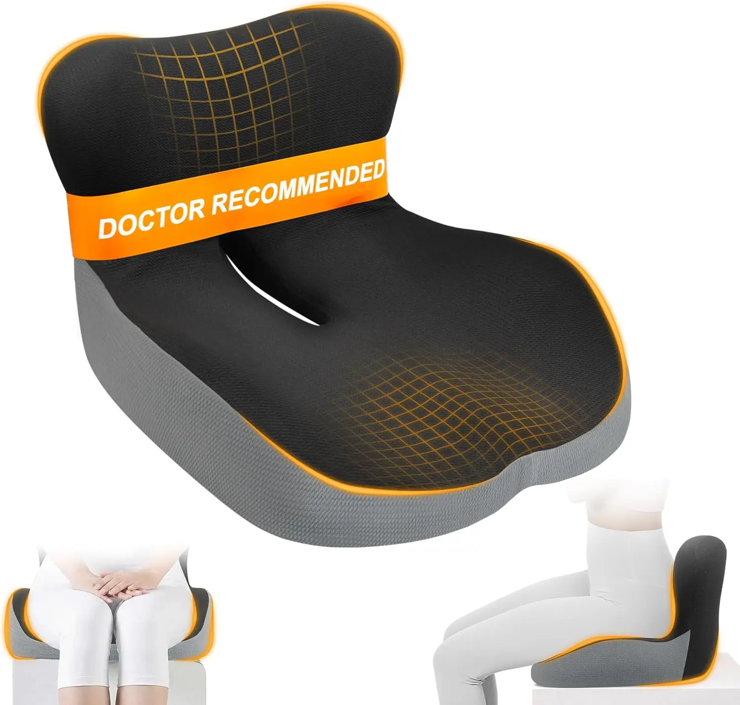 

Memory Foam Car Seat Cushion with Lumbar Support, Ergonomic Design for Long Drives, Pressure Relief for Car, SUV, Truck & Office