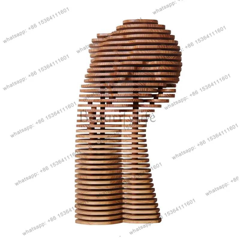 

Slice creative abstract figure solid wood sculpture large ornament floor decoration