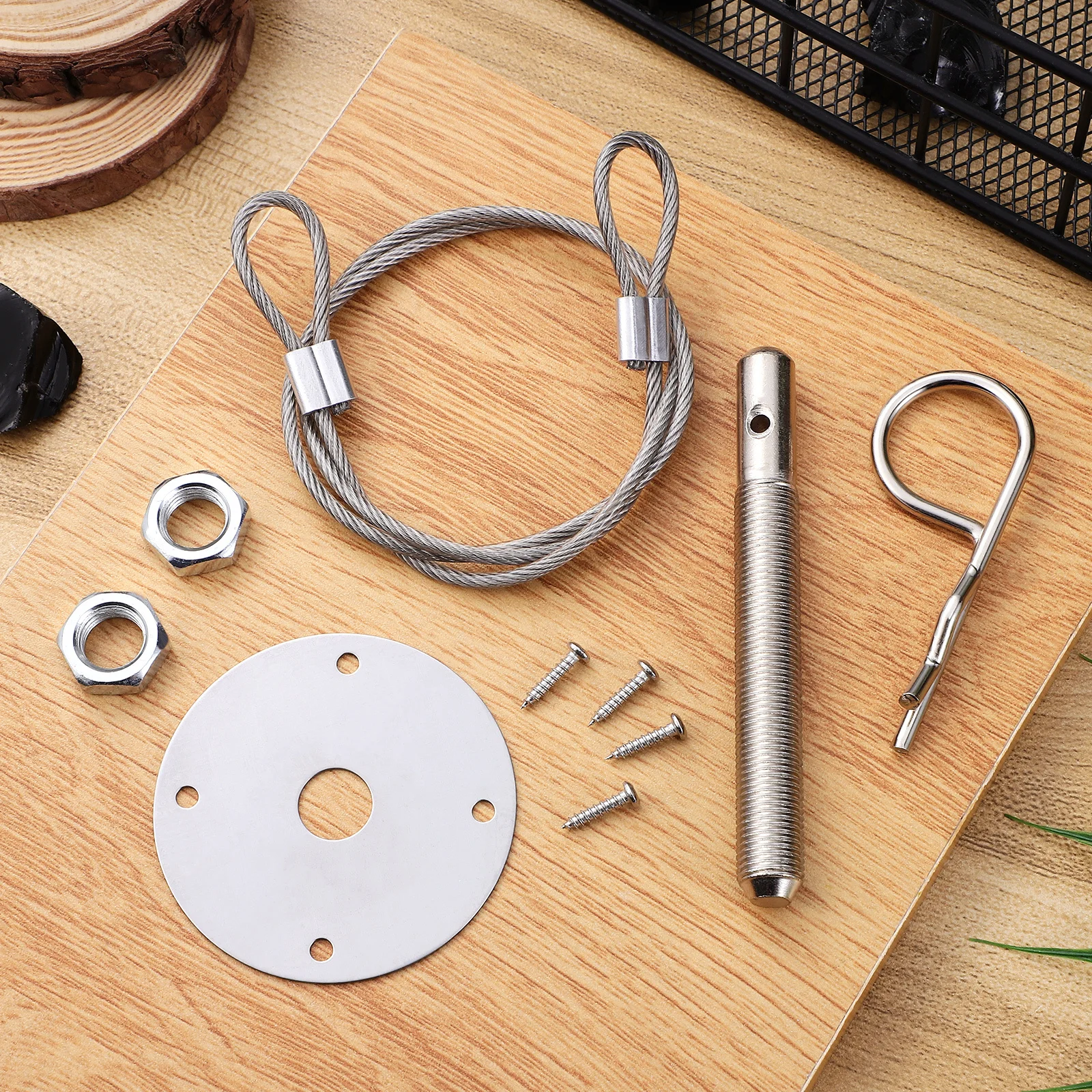 

1 Set Car Kit Metal Locking Pins For Vehicle Engine Fastener With Threaded Pins Hooks Washers Nuts Accessories Latch Quick Latch