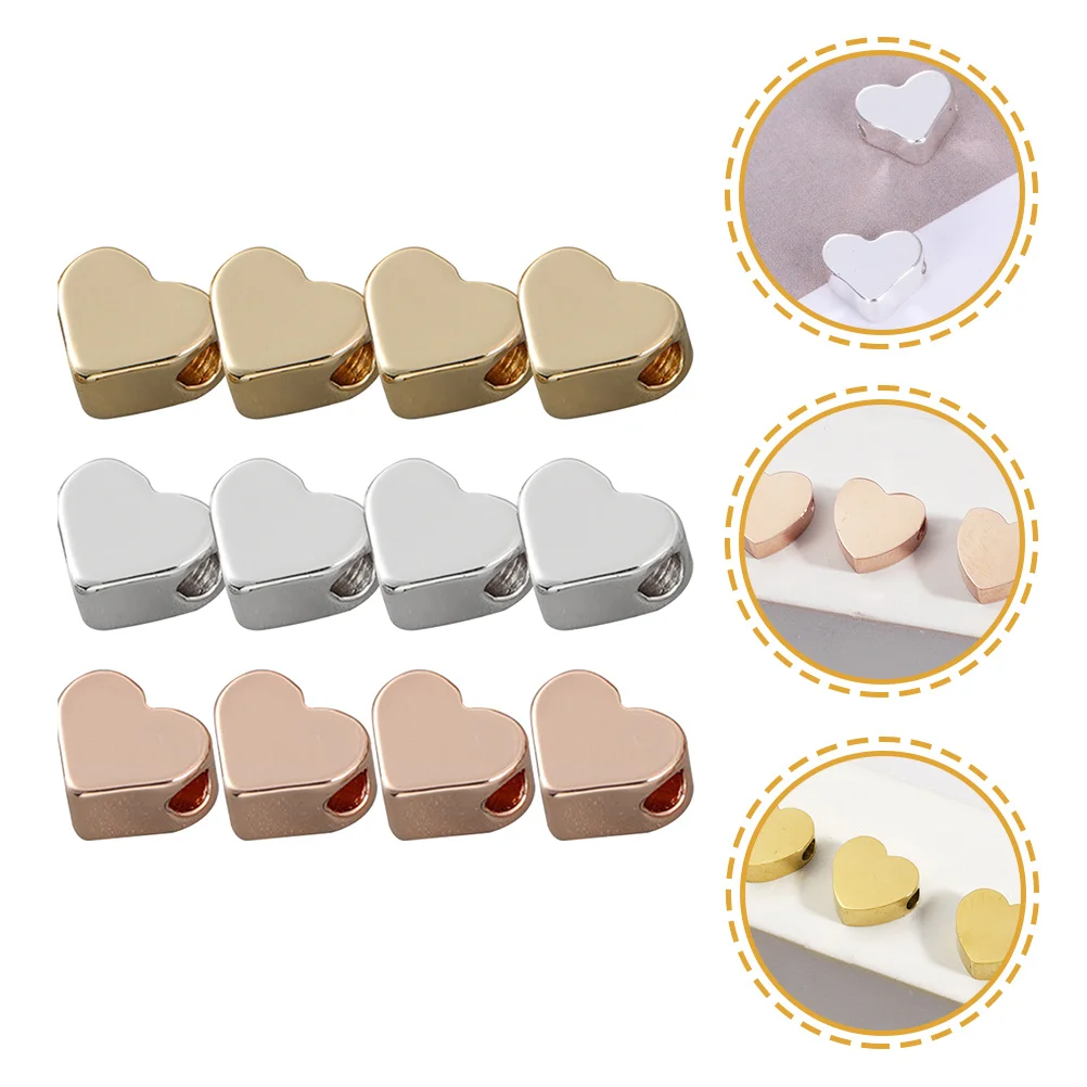 

60Pcs Heart Beads Smooth Edge Copper Loose Beads for DIY Jewelry Making Necklace Bracelet Crafts Accessories Heart Bead