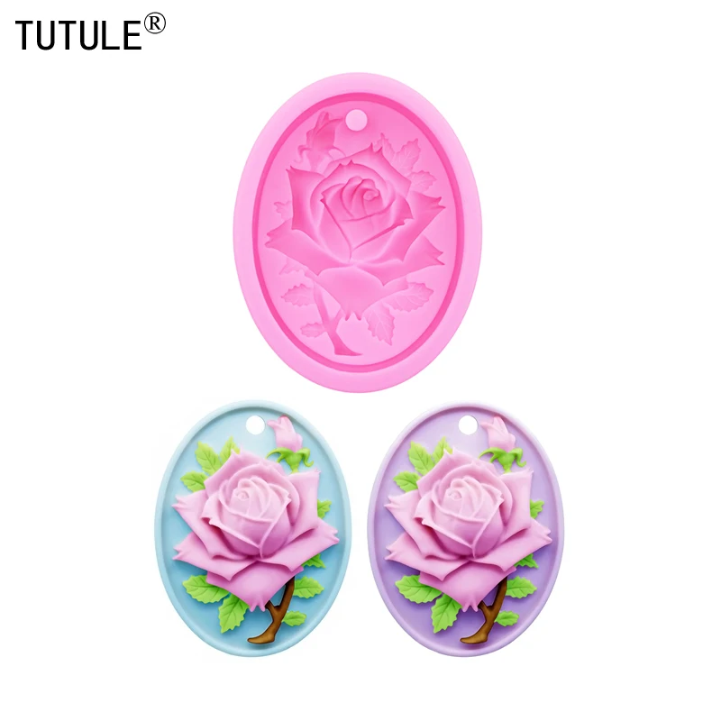rose flower Resin Clay aroma keychain a pendant Molds DIY Accessories silicone mould rose flower chocolates cake decorating mold