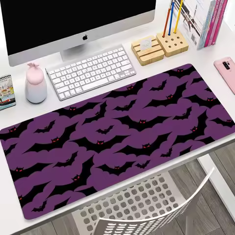 Bats Halloween Desk Mat Purple Gaming Large Mouse Pad XXL Keyboard Accessories Mouse Mat Rubber Kawaii Mousepad Gamer XXL