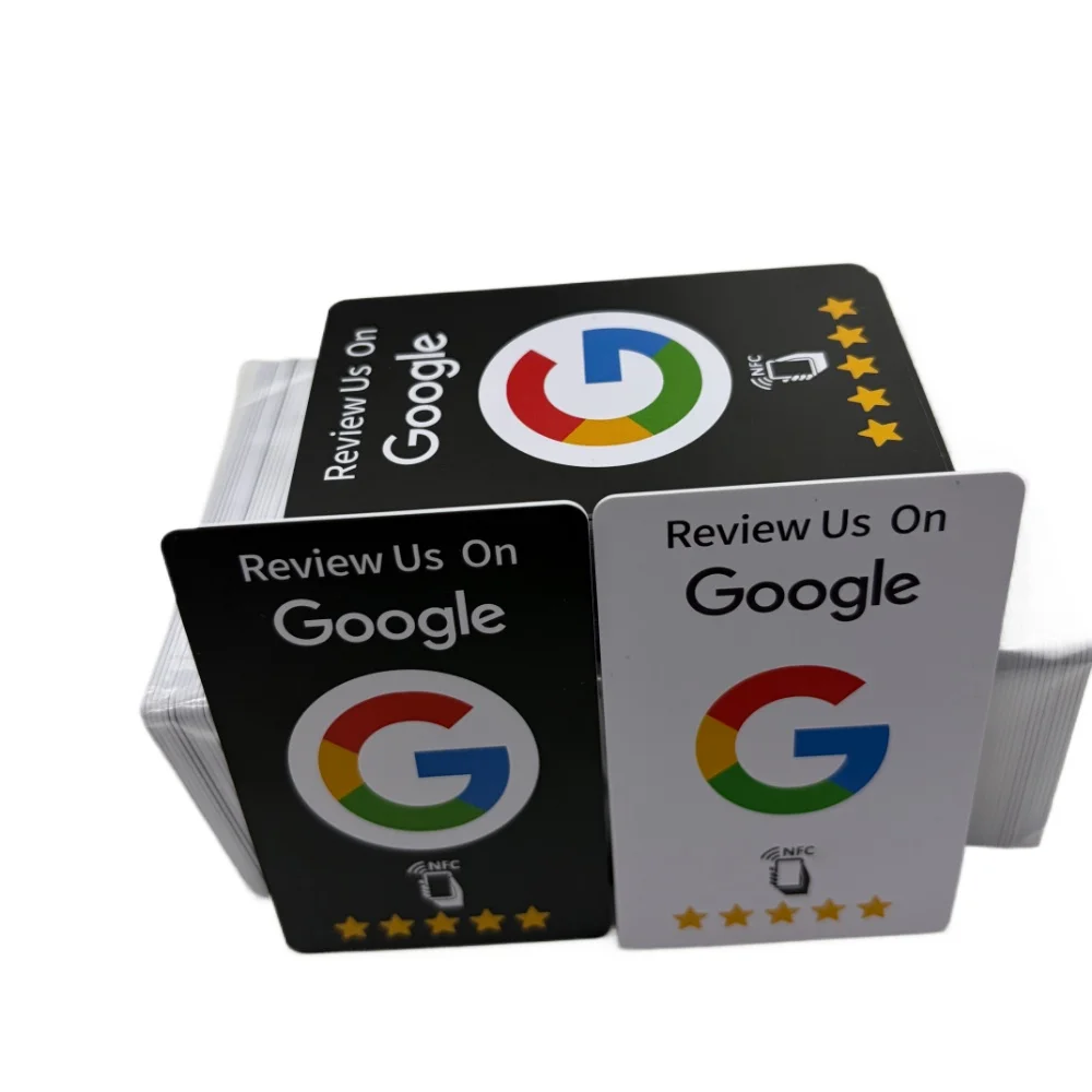 100 Pcs Black White NFC Google Review Cards, Reusable Programmable Tap Card, Instant Customer Review for Salon Restaurant Retail