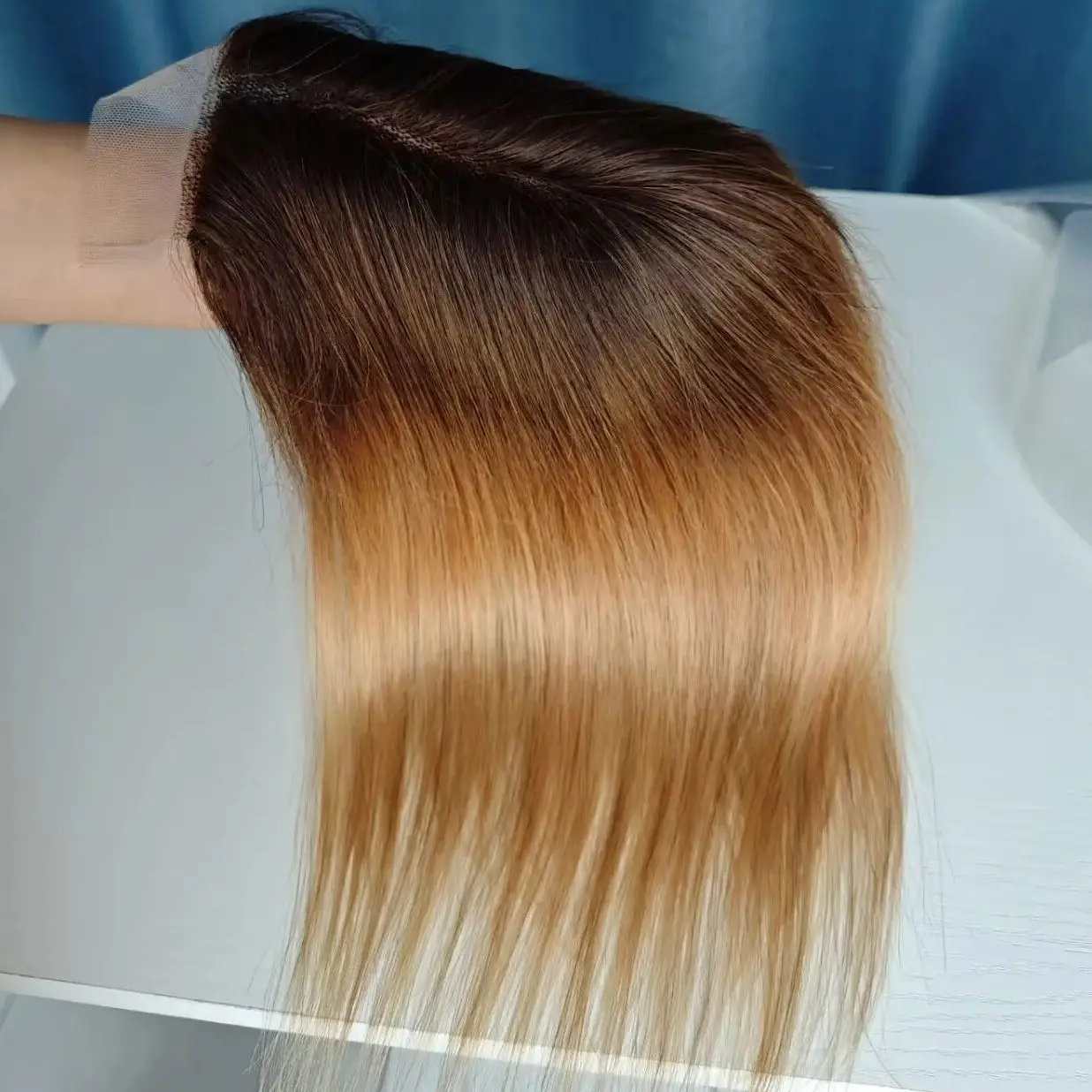 الجزء الأوسط من الشعر البشري الدانتيل إغلاق شفاف 4*6 T الدانتيل حريري مستقيم عالية الكثافة أومبير براون شقراء الشعر الهندي QBeauty