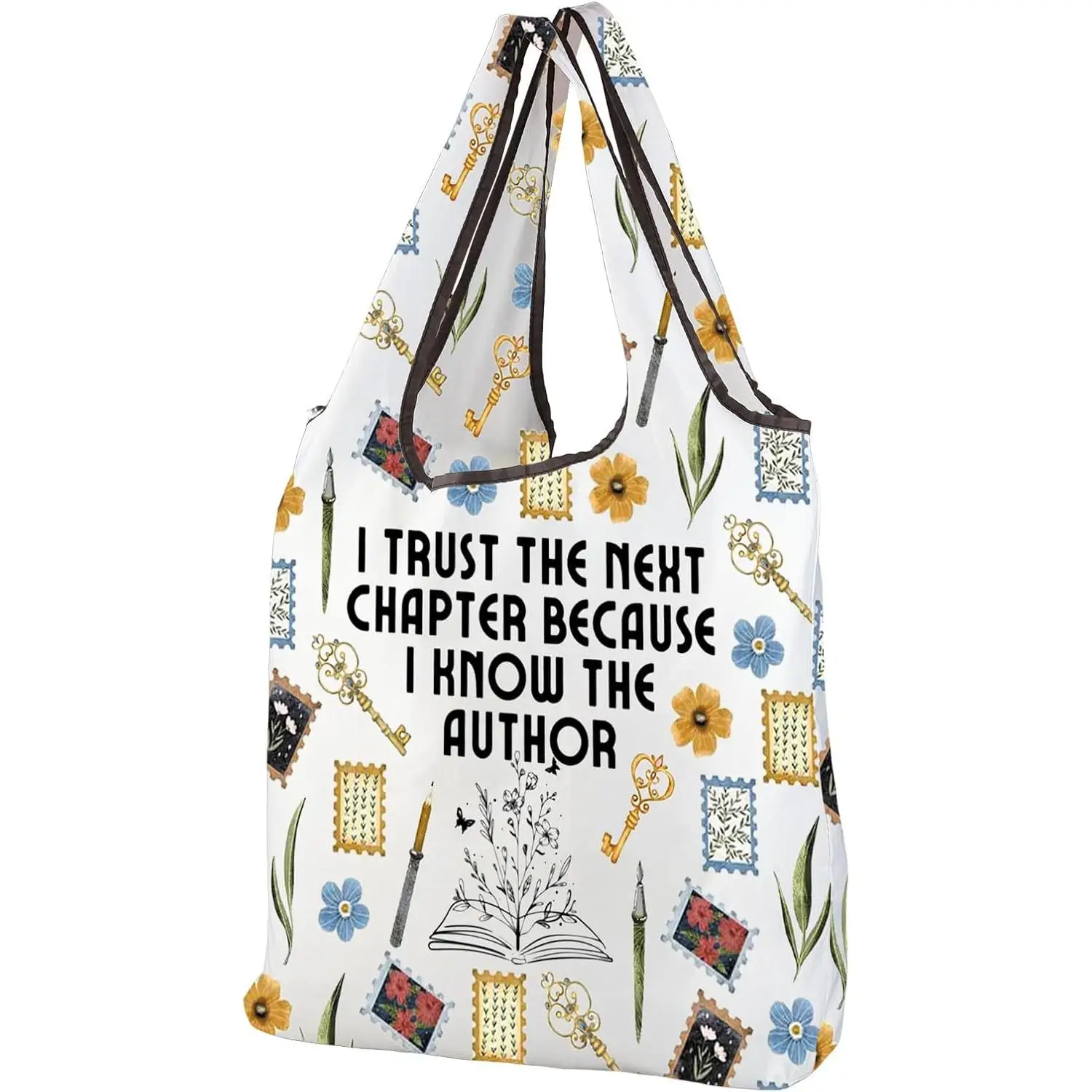 Writer reusable grocery bag I Trust the Next Chapter Because I Know the Author Foldable Tote Bag Novelist Editor Gifts