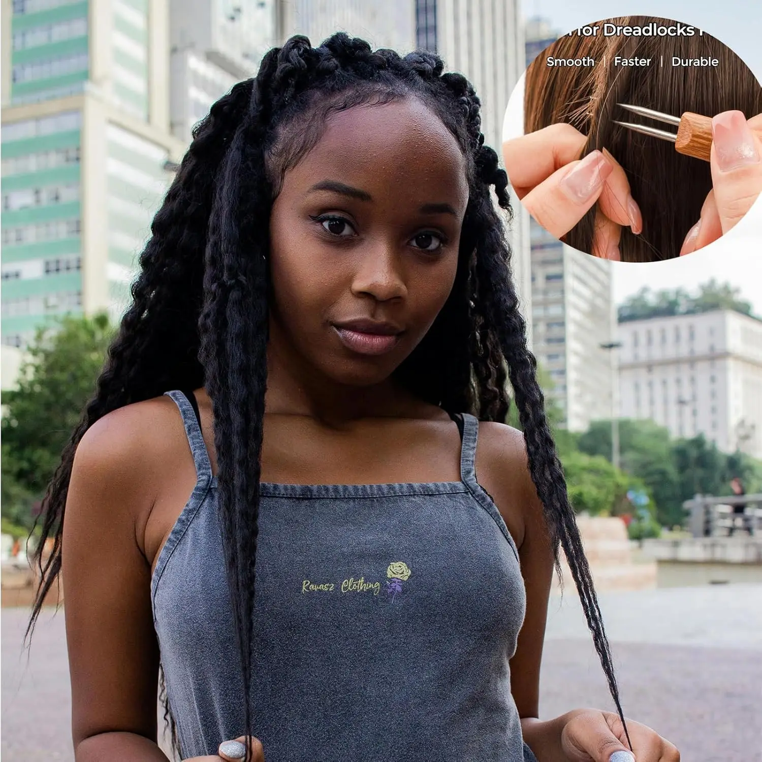 8 piezas de herramienta de gancho de ganchillo para rastas, herramienta de peluca de ganchillo para tejer agujas de rastas de pelo trenzado