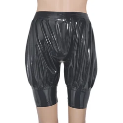 Black Sexy Latex Bloomers Loosely Yoga Rubber Boxer Short Underpants Underwear Pants Plus Size DK-0275