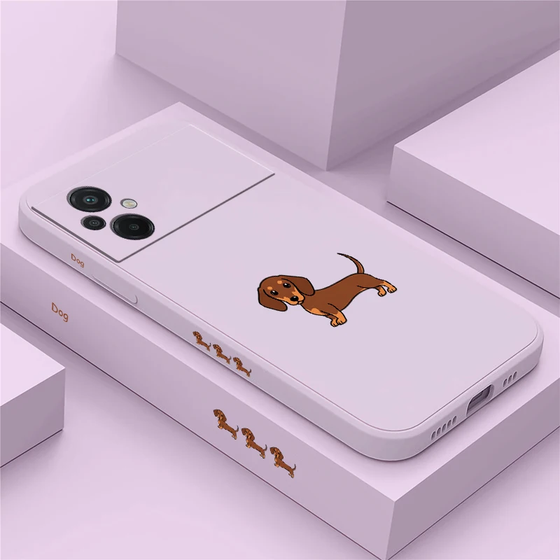 Funda para teléfono con diseño de silueta de perro de raza dachshund, compatible con Xiaomi Poco F8 Ultra, F7, F6, F5 Pro, F4, F3. Cubierta protectora de silicona suave, resistente a los arañazos.