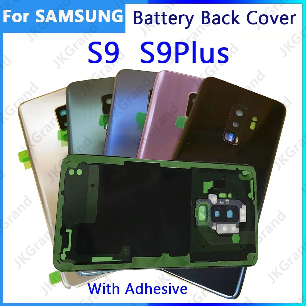 

For Samsung Galaxy S9 Back Glass Panel 3D plating SM-G960 Battery Cover rear Door Housing Bezel With Camera Lens parts+Adhesive