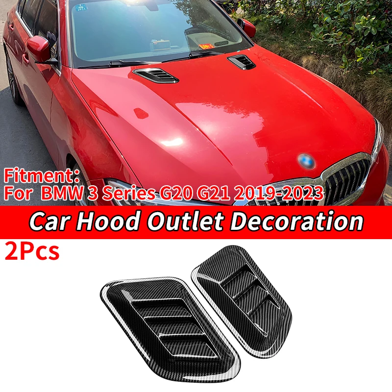 Car Decorative Cell Air Flow Intake Hood Scoop Bonnet Vent Cover Stickers Decoration Styling For BMW 3 Series G20 G21 2019-2023