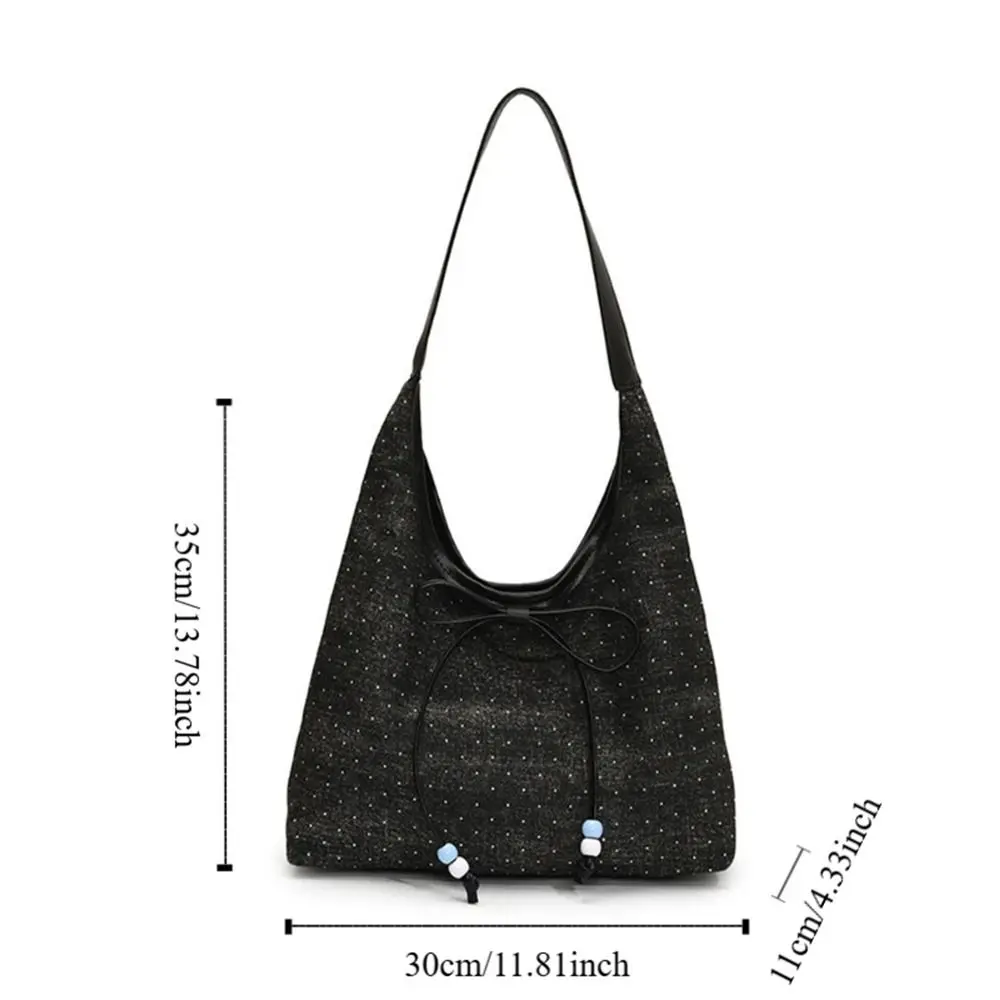 Простая универсальная джинсовая сумка подмышечника, повседневные сумки на плечо с бантом большой емкости, тканевая холщовая сумка для отдыха, женская большая сумка