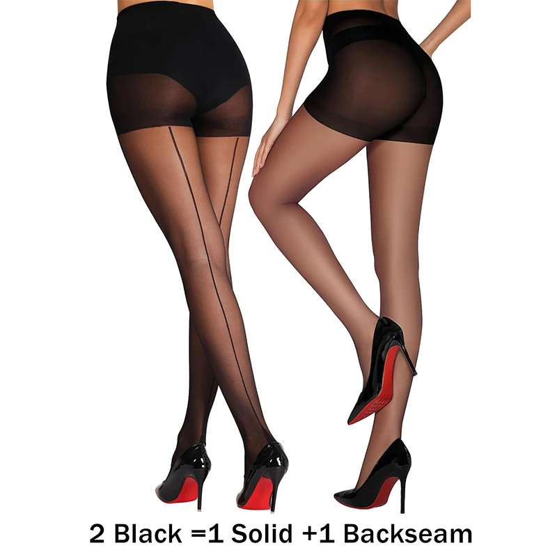 Kave 2 pary przezroczystych rajstop dla kobiet 20 Denier Backseam Control Shaping Nylon Ladies Clear Pantyhose S-L Black Nude Stocking