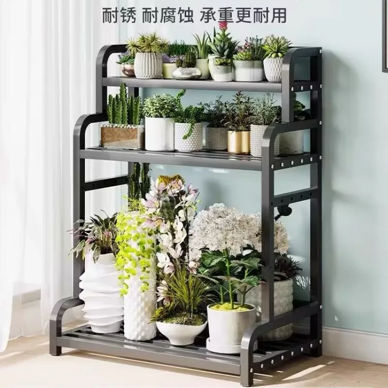 Flower rack Balcony Multi-layer flower rack Indoor home floor-to-ceiling wrought