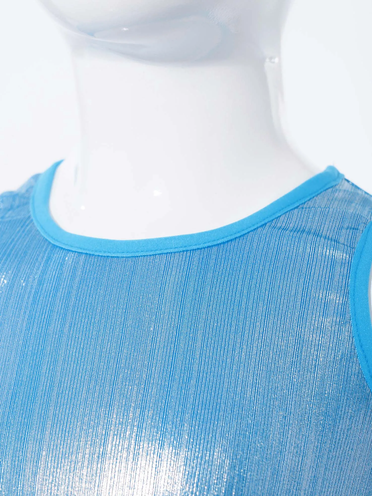 

Kids Girls Jazz Latin Dance Top Sleeveless Shiny Metallic Ribbed Vest Sleeveless Camisol Crop Top Tees Stage Performance Costume
