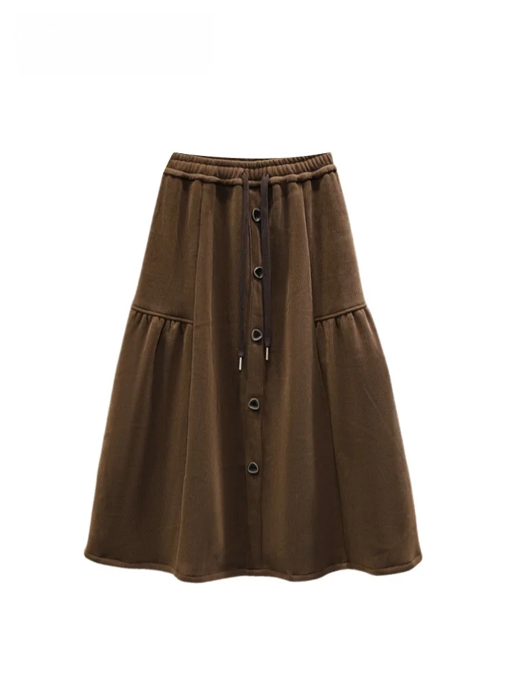 

High Waist Fce Lined Midi Skirt for plus Size Women Spring Season Casual Vintage Sle Cara CLUB plus Size Faion