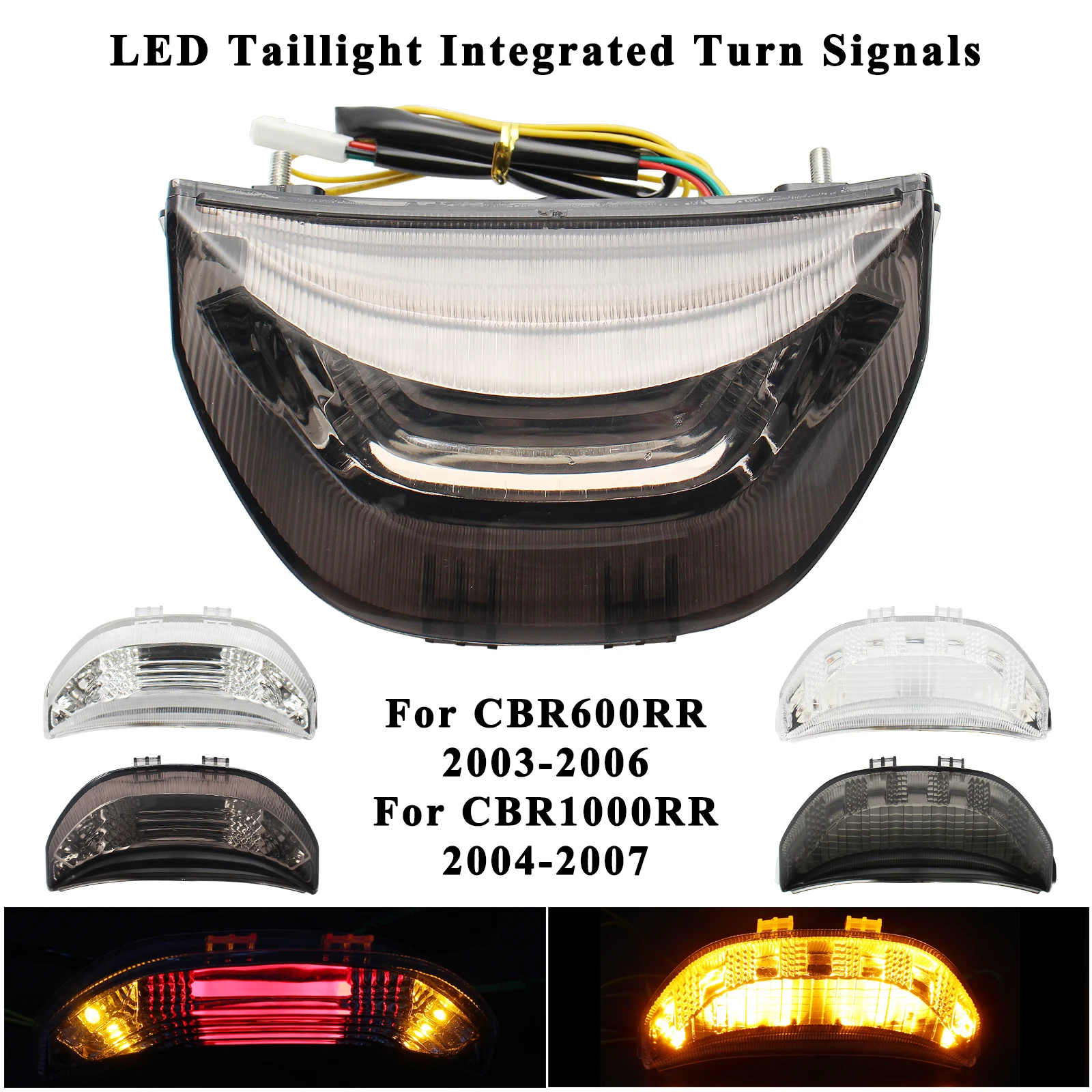 1 Piece Motorcycle LED Integrated Tail Light For Honda CBR600RR 2003-2006 CBR1000RR 2004-2007 Rear Brake Turn Signal Blinker