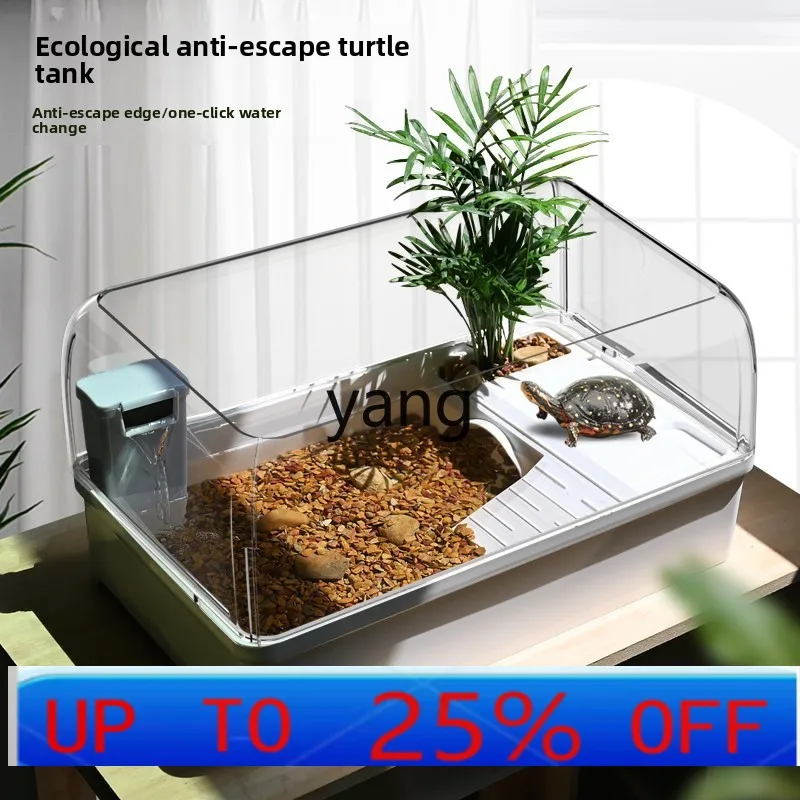 Lmm turtle tank with sunscreen ecological villa small house home escape-proof turtle raising