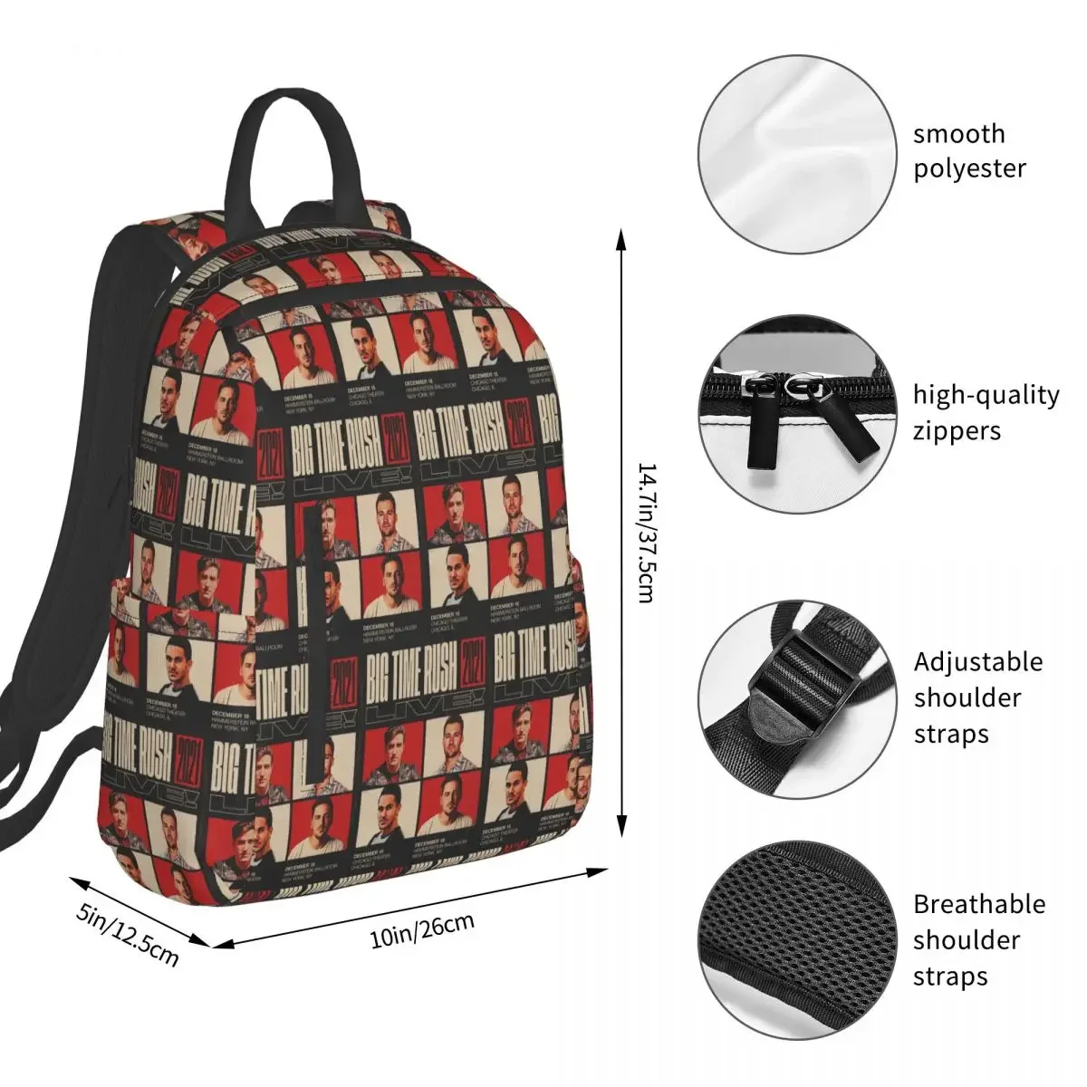 Big Time Rush BTR Band Music Backpack Student BookBag Children School Bag Computer Shoulder Bags Men Women