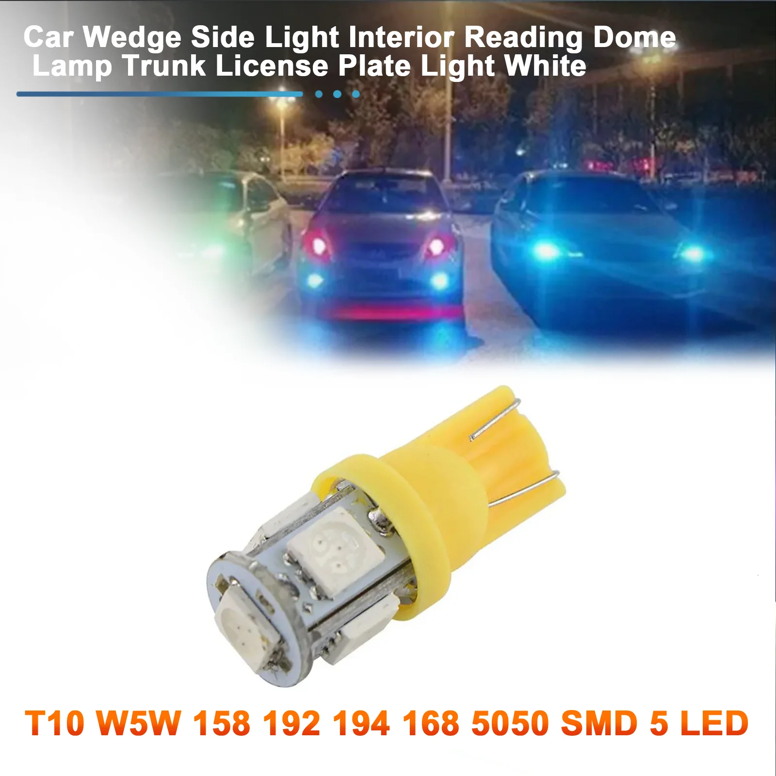 

10 шт. T10 W5W 158 192 192 194 168 5050 SMD 5 светодиодный автомобильный клиновой боковой фонарь внутренняя лампа для чтения купольная лампа багажника освещение номерного знака белый