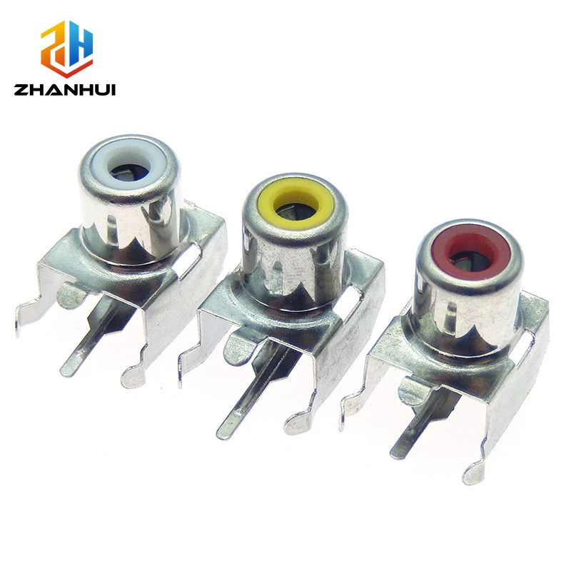5/10Pcs AV1-8.4-3B Core RCA Jack PCB Mount Red/Yellow/White AV Audio Video Female Socket Lotus Connectors