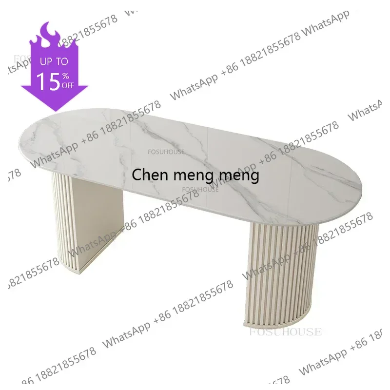 Slate Cream Style Dining Tables for Home Furniture Ellipse Dining Tables Nordic Household Light Luxury Restaurant Upscale Tables