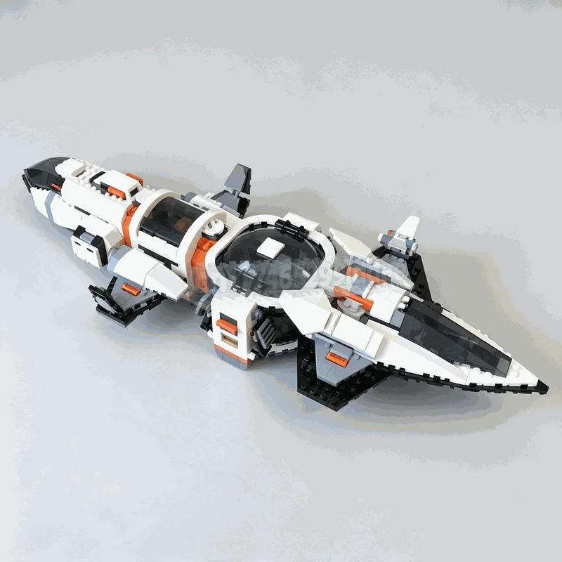 225PCS Modular Space Fighter MOC Custom Building Blocks DIY Assembly Sci-Fi Vehicle Model Creative Architecture Puzzle Gift Toy