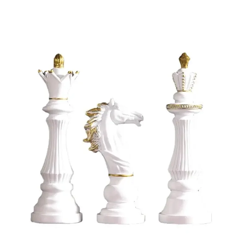 Resin Crafts Ornaments International Chess King Horse Gold Three-piece Suit Art Deco Decoration Accessories