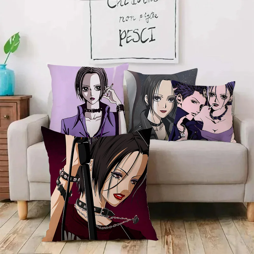 Nana Anime Pillow Covers Cartoon Sofa Decorative Home Double-sided Printing Short Plush Cute Cushion Cover