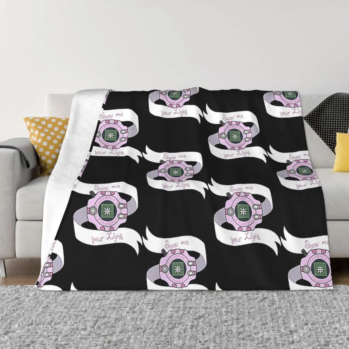 Digimoned Crest Of Light Throw Blanket Ultra-Soft Micro Fleece Blanket Black Flannel Blanket