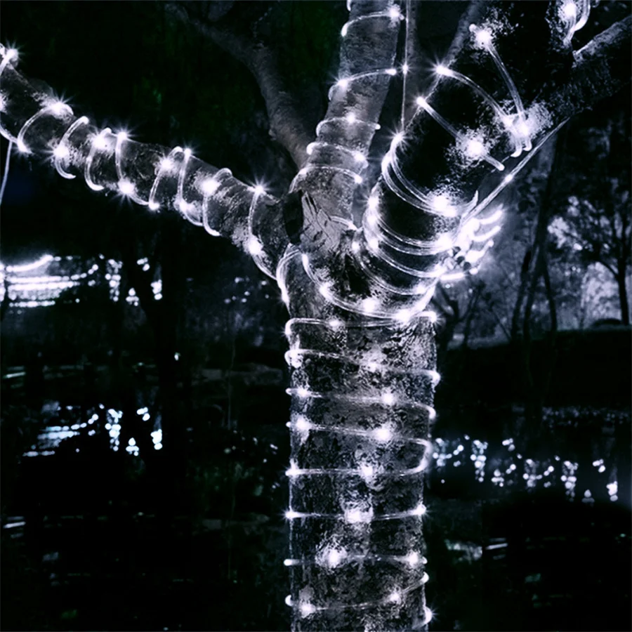 Outdoor LED Christmas Garland String Lights, Rope Tube, Fairy Garden, Festa de casamento, Decoração de férias, Novo, 8 modos, 10 m, 20 m, 30m