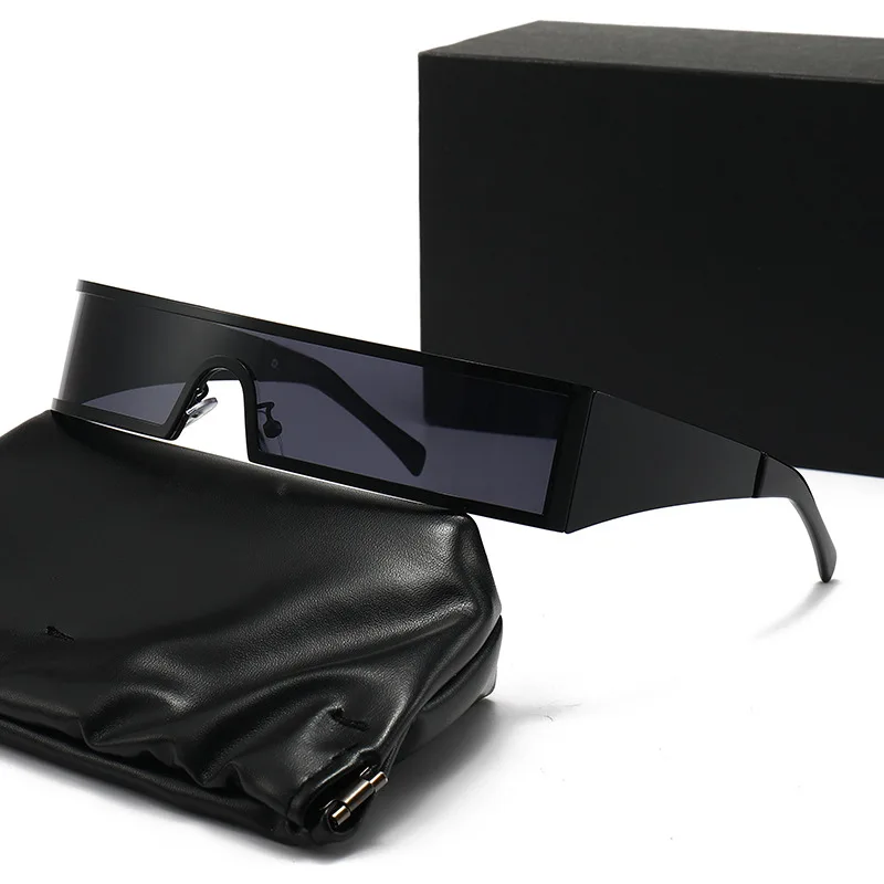 Men Cyberpunk Y2K One Piece Sunglasses Narrow Frame Futuristic Ski Punk Hip Hop UV400 Fashion Shades