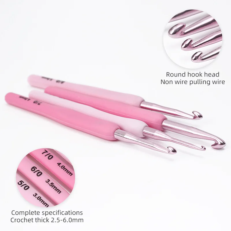 8 Size 2.5-6.0mm Crochet Hook Kit Ergonomic Soft Handle Aluminum Needle Set With Storage Bag Scissors For Weave Crochet Knitting