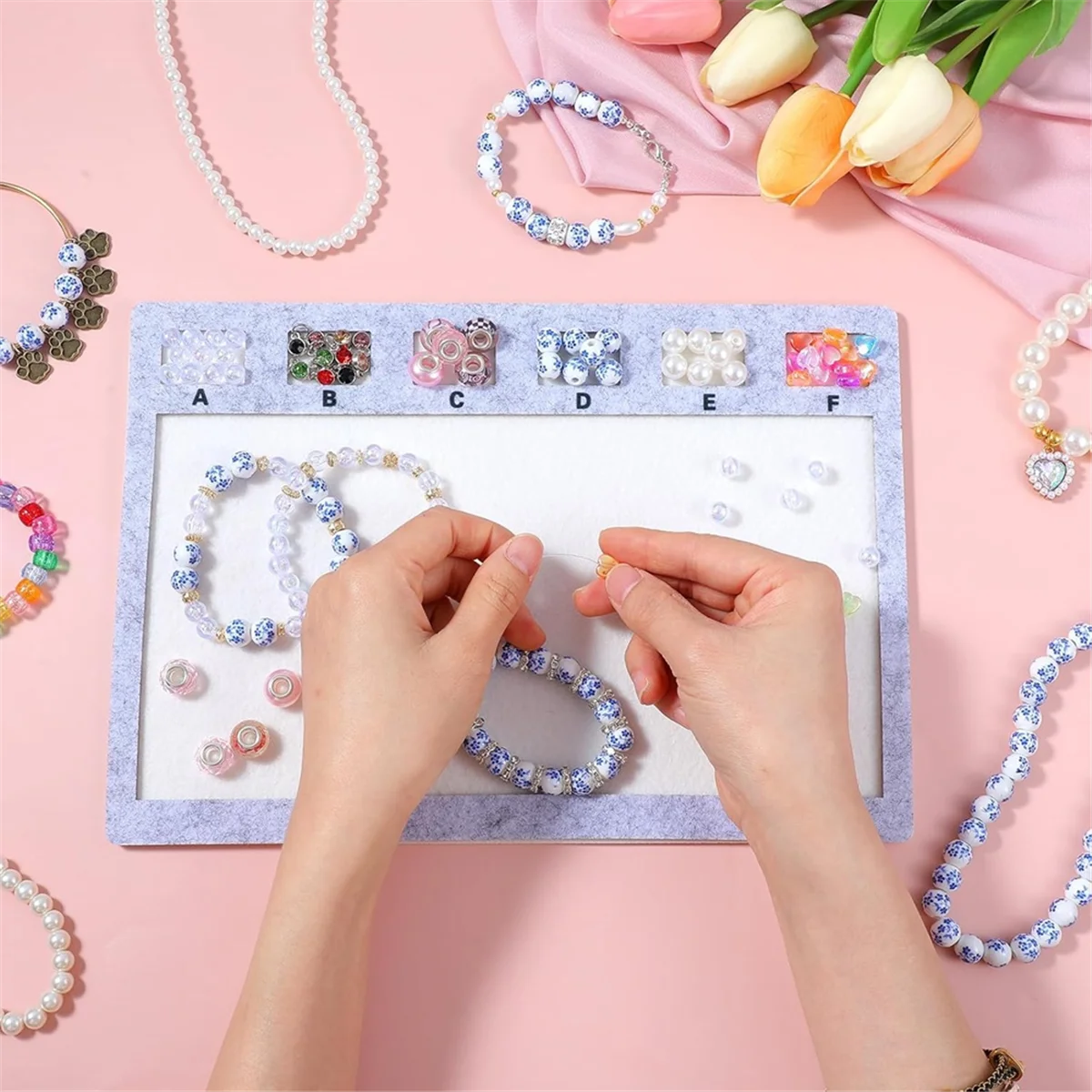 

SSR Large Rectangle Felt Bead Mat, Felt Beading Tray with Centimeter Alphabetic Scale Beads Pads for Crafts Jewelry Making