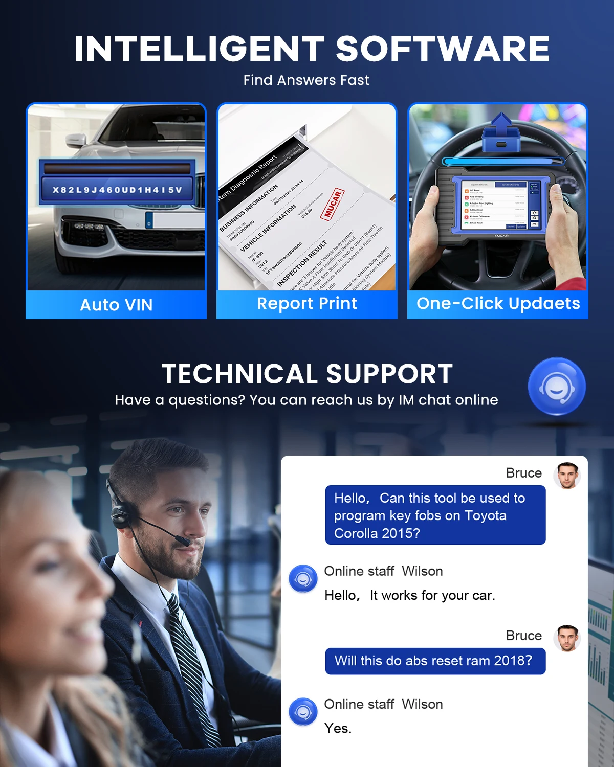 Lifetime Free Update MUCAR VO7S/VO7 Car Diagnostic Tool Bi-Directional ECU Coding Obd2 Scanner Full System Diagnosis 28 Reset